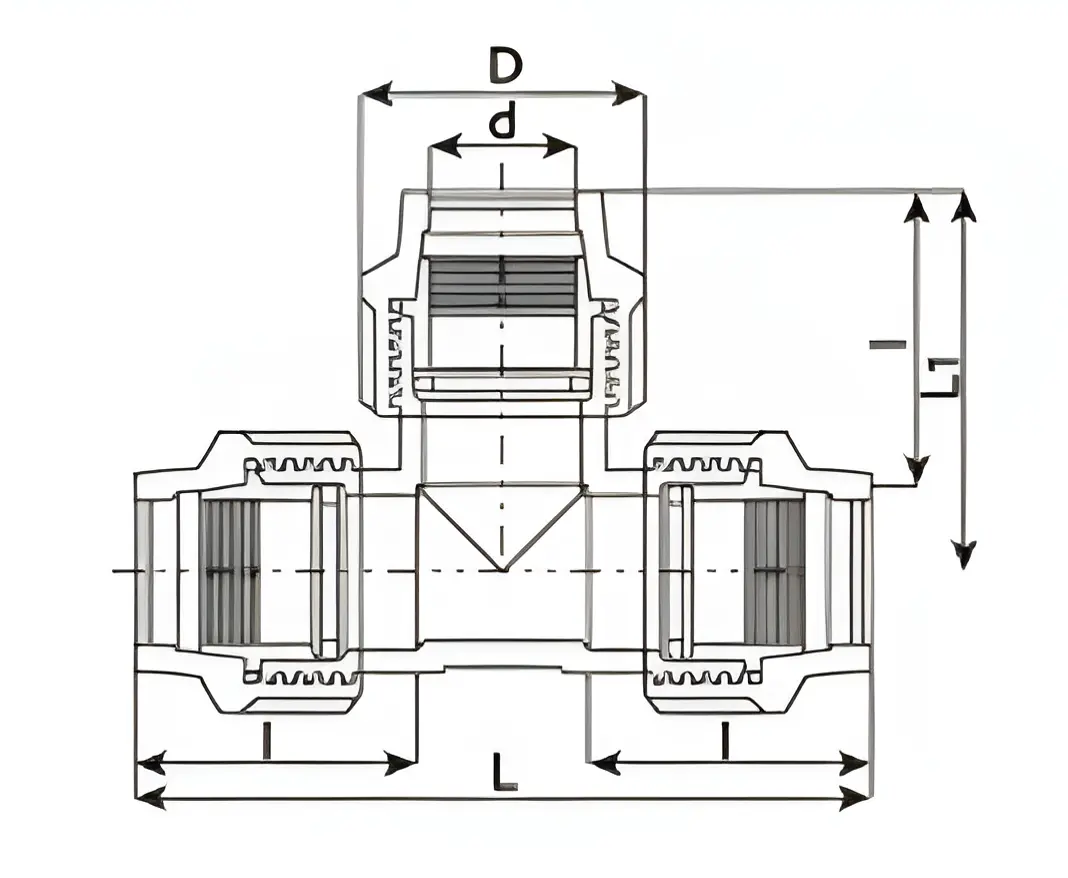 Polyprpylene Compression 90 Degree Equal Tee Map